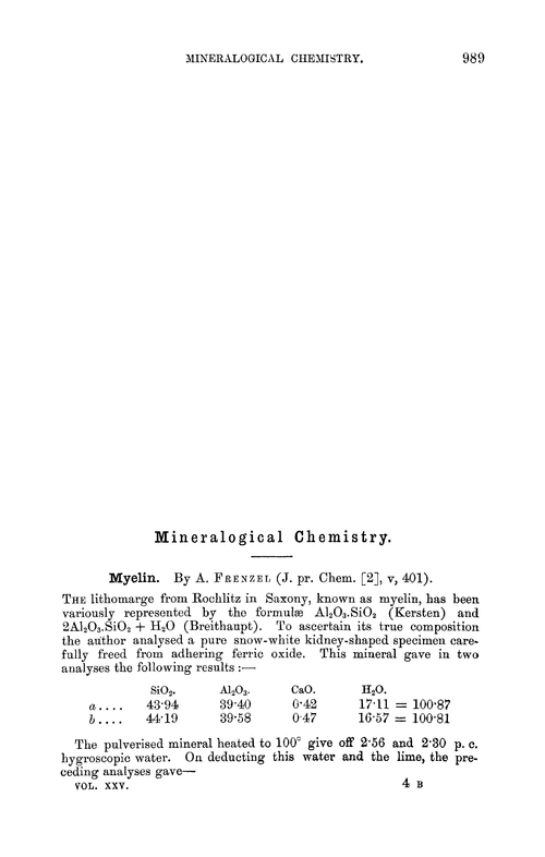 Mineralogical chemistry