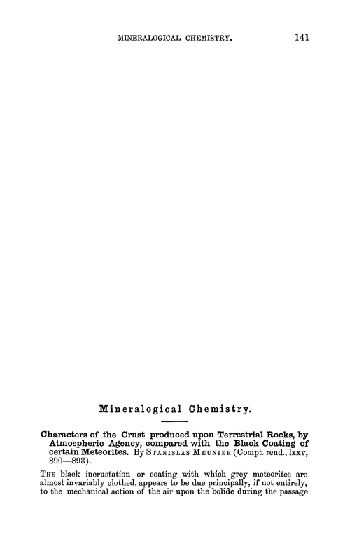 Mineralogical chemistry