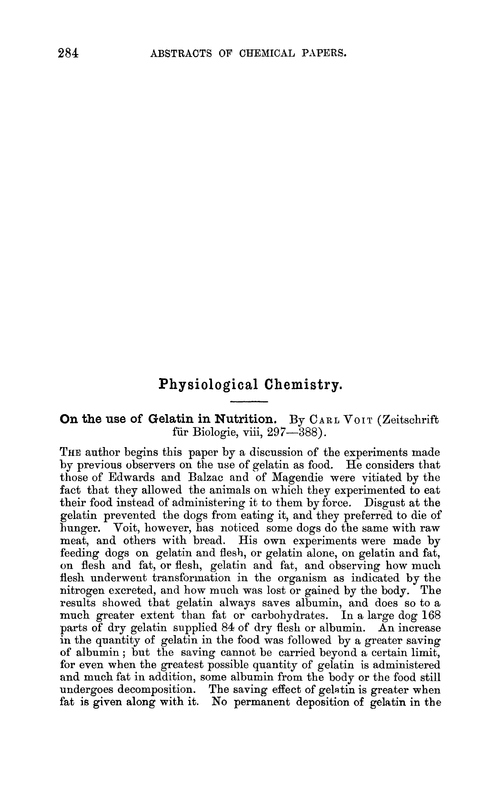 Physiological chemistry