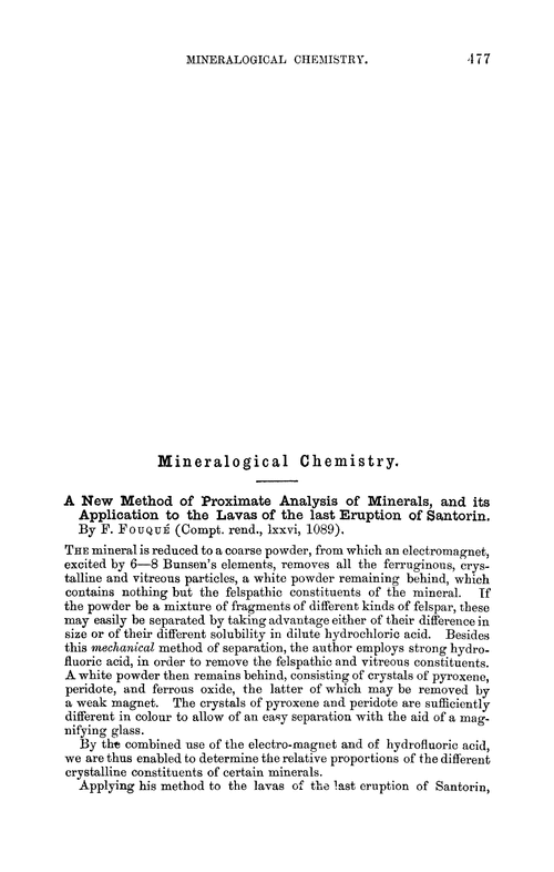 Mineralogical chemistry