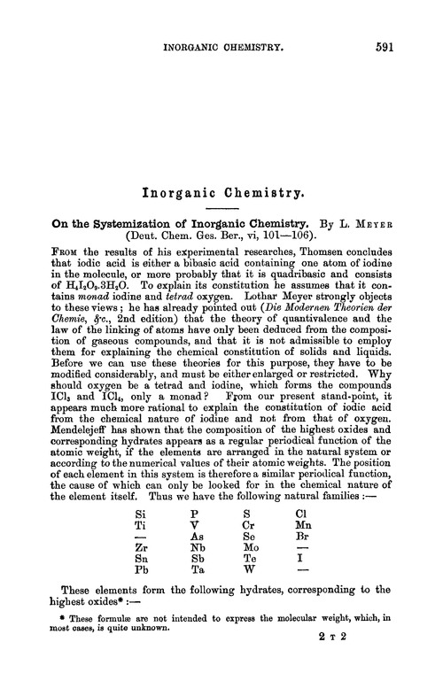 Inorganic chemistry