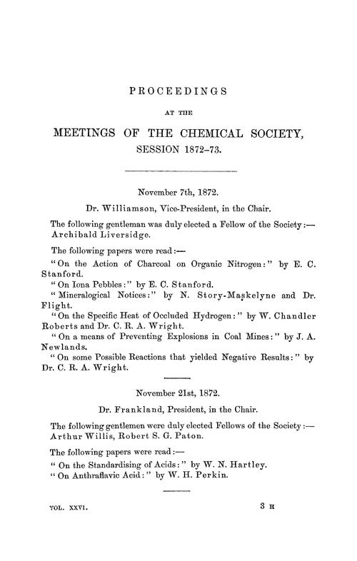 Proceedings at the Meetings of the Chemical Society