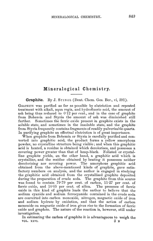 Mineralogical chemistry