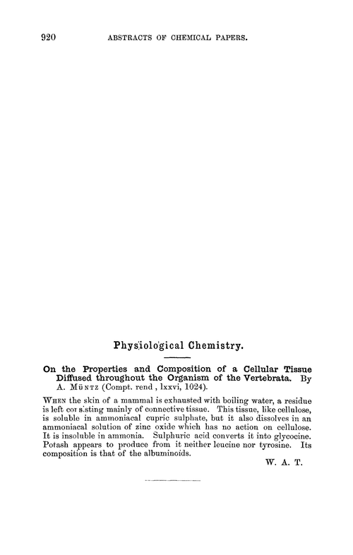 Physiological chemistry