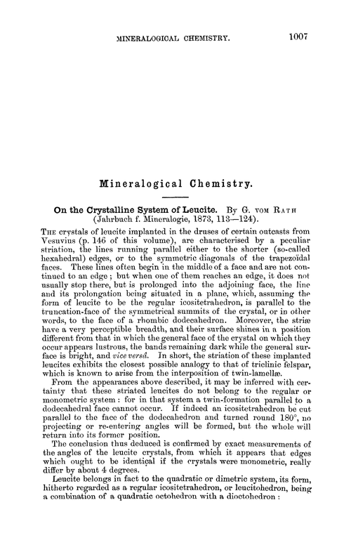 Mineralogical chemistry