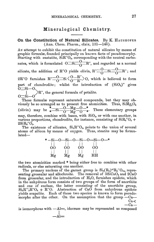 Mineralogical chemistry