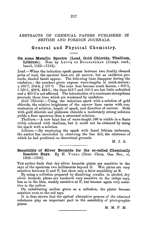 General and physical chemistry