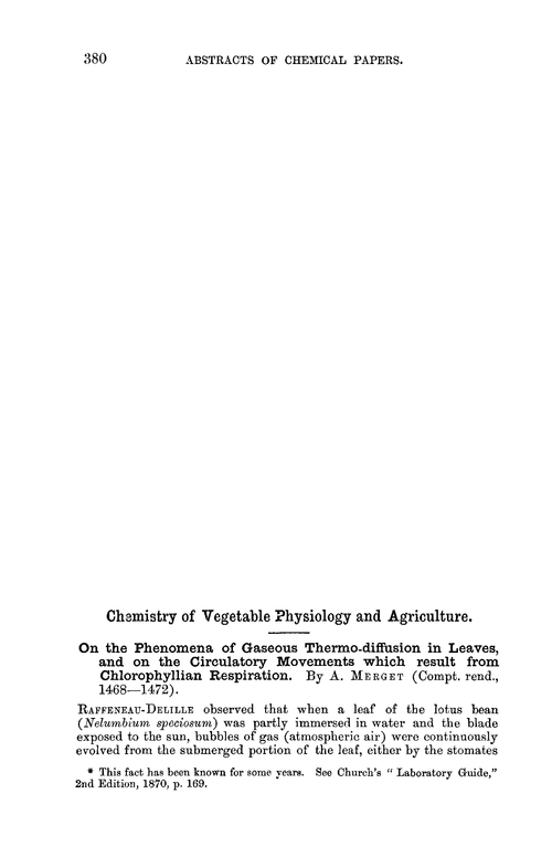 Chemistry of vegetable physiology and agriculture