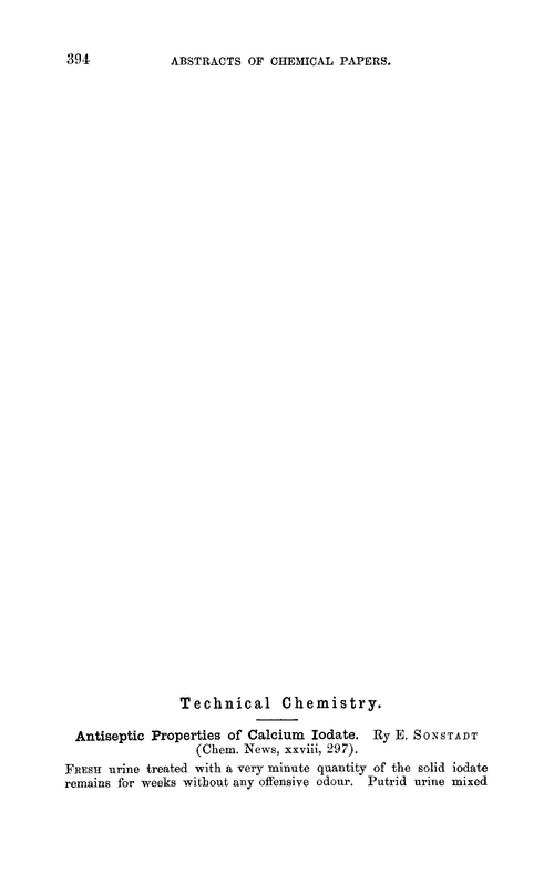 Technical chemistry