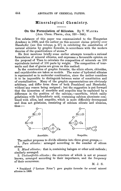 Mineralogical chemistry