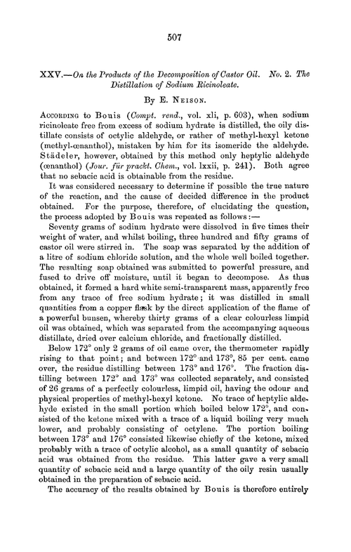 XXV.—On the products of the decomposition of castor oil. No. 2. The distillation of sodium ricinoleate