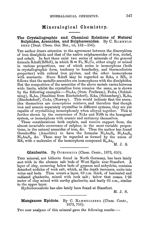 Mineralogical chemistry