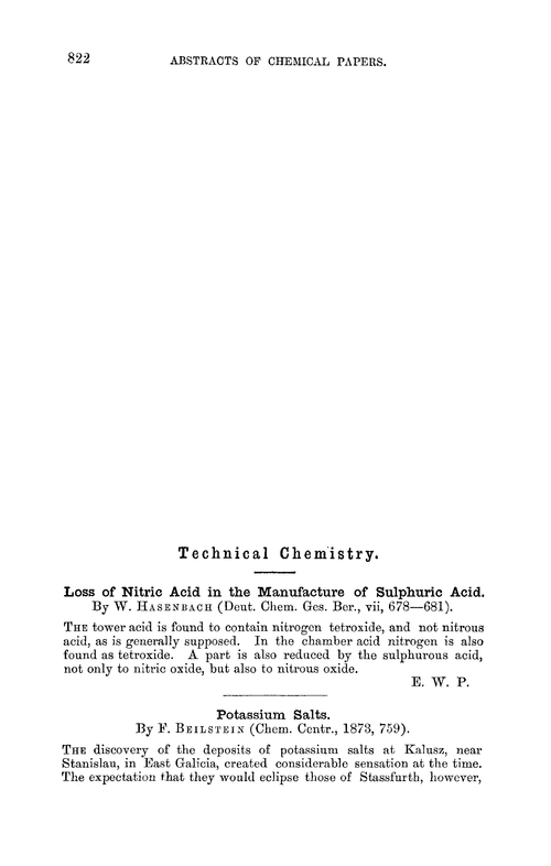 Technical chemistry
