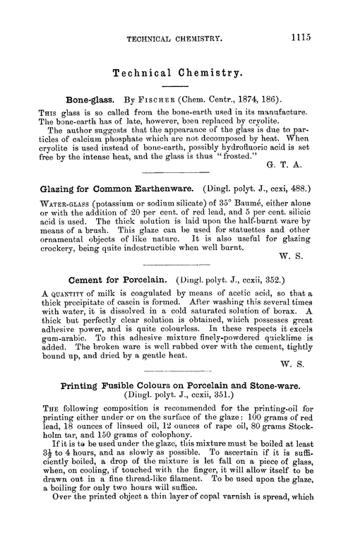 Technical chemistry