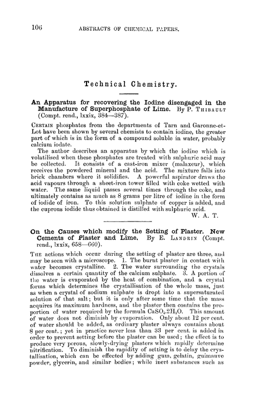 Technical chemistry