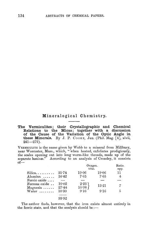 Mineralogical chemistry