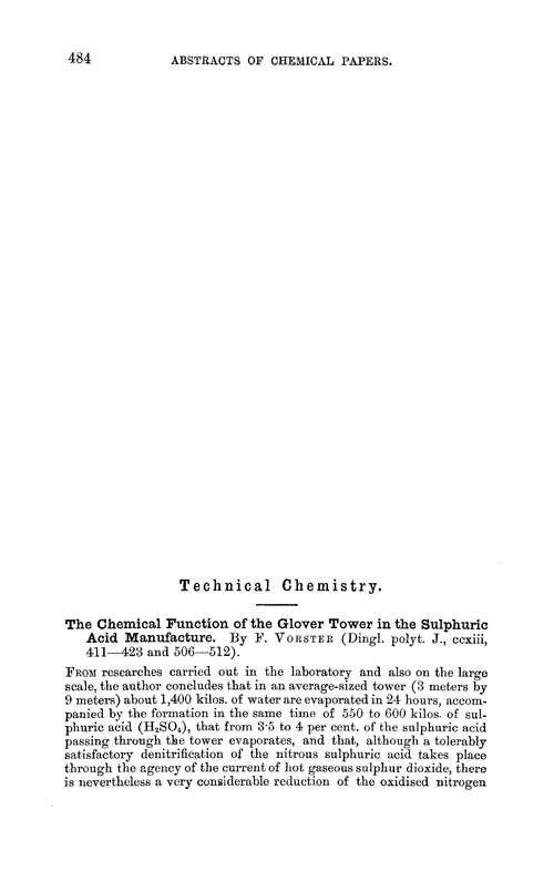 Technical chemistry