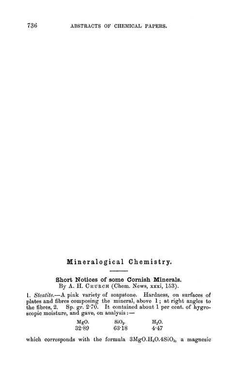 Mineralogical chemistry