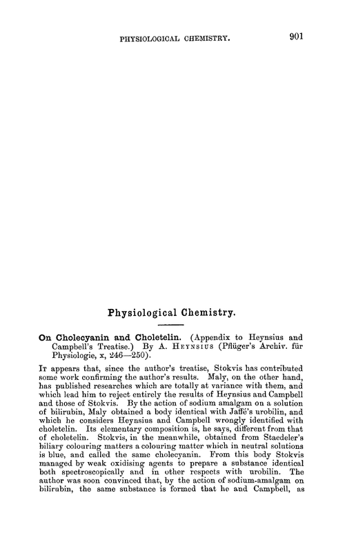 Physiological chemistry