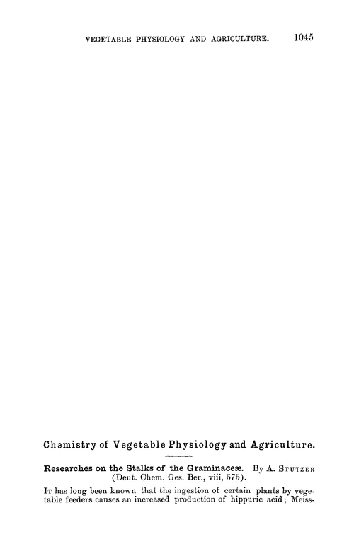 Chemistry of vegetable physiology and agriculture