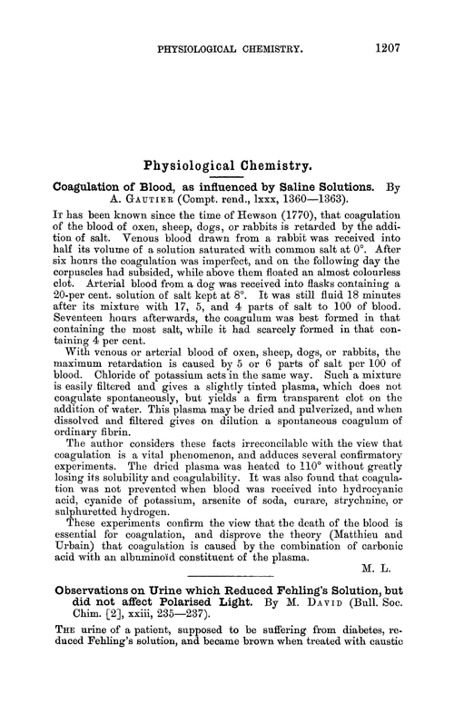 Physiological chemistry