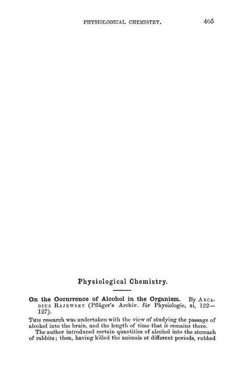 Physiological chemistry
