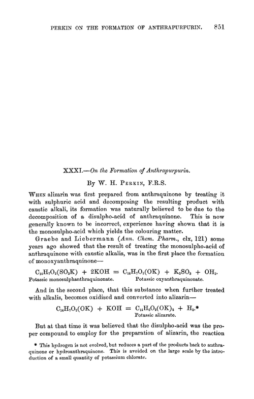 XXXI.—On the formation of anthrapurpurin