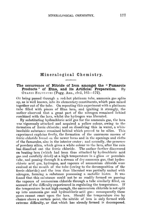 Mineralogical chemistry