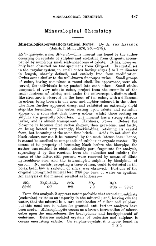 Mineralogical chemistry