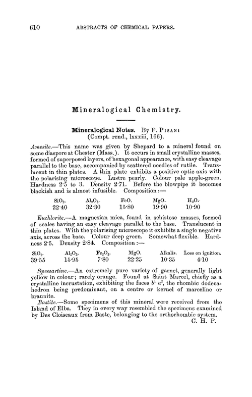 Mineralogical chemistry