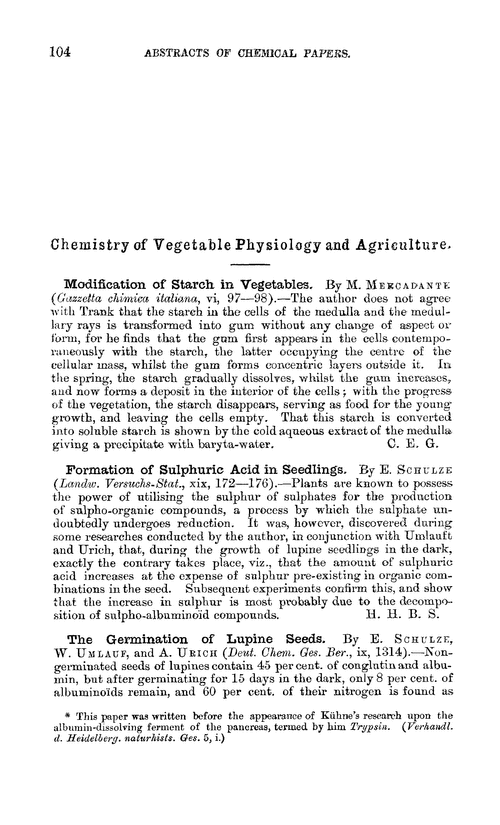 Chemistry of vegetable physiology and agriculture