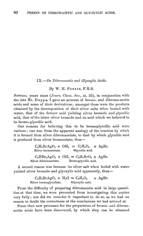 IX.—On dibromacetic and glyoxylic acids