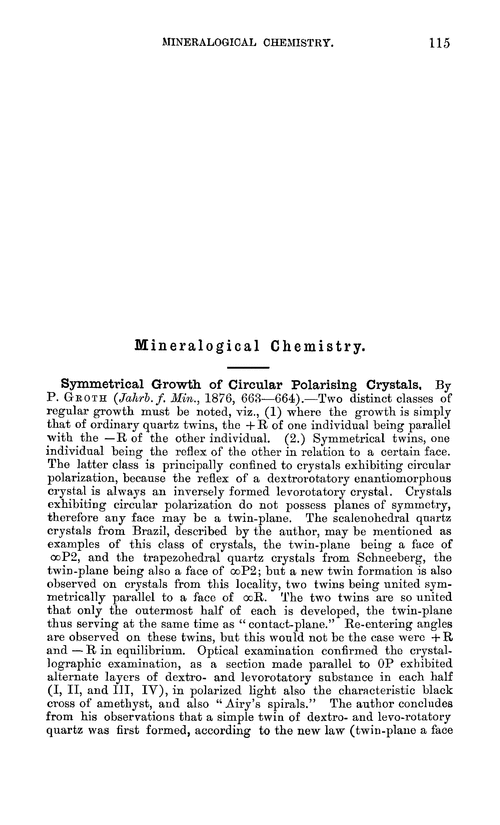 Mineralogical chemistry