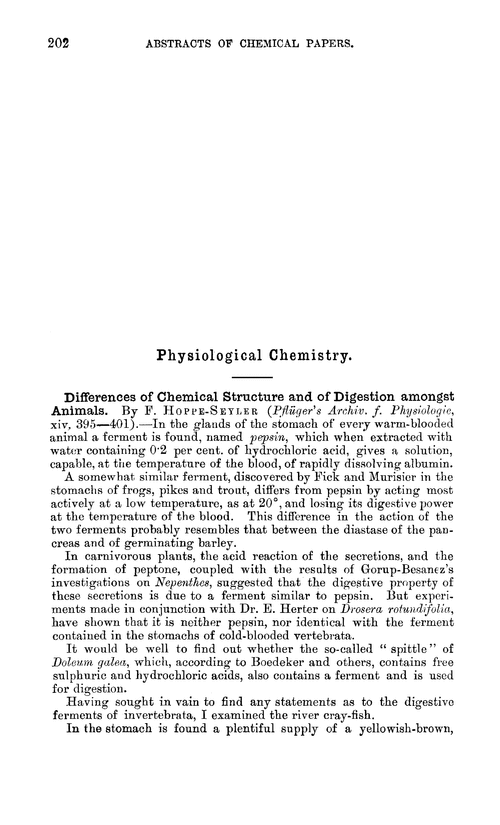 Physiological chemistry