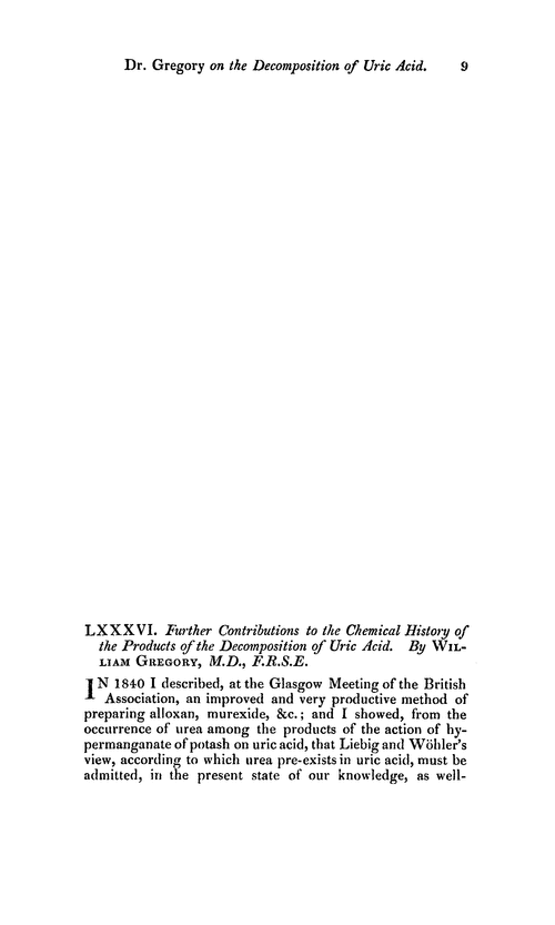 LXXXVI. Further contributions to the chemical history of the products of the decomposition of uric acid