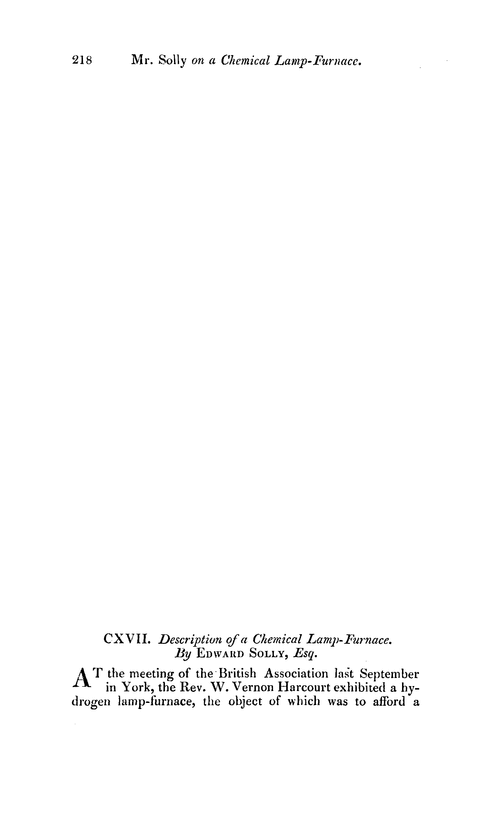 CXVII. Description of a chemical lamp-furnace