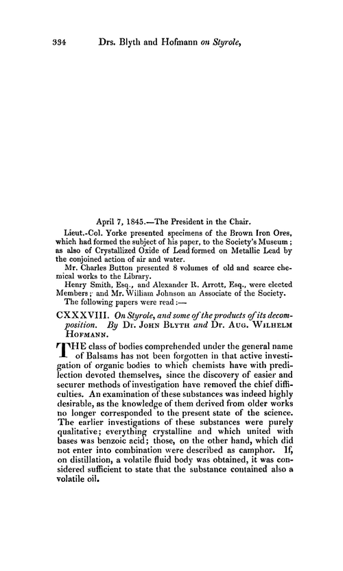 CXXXVIII. On styrole, and some of the products of its decomposition