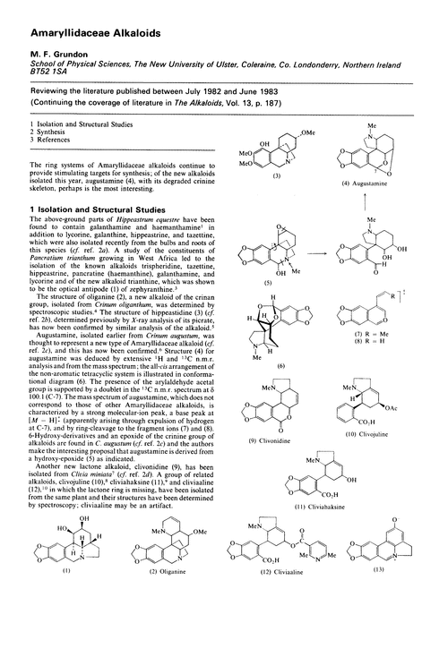Amaryllidaceae alkaloids