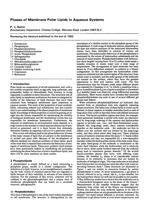 Phases of membrane polar lipids in aqueous systems