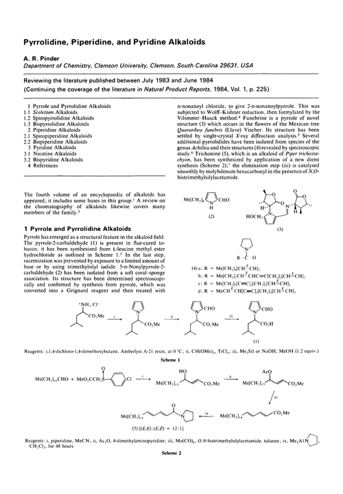 Pyrrlidine, piperidine, and pyridine alkaloids