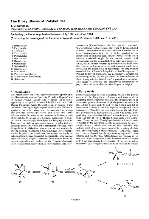 The biosynthesis of polyketides