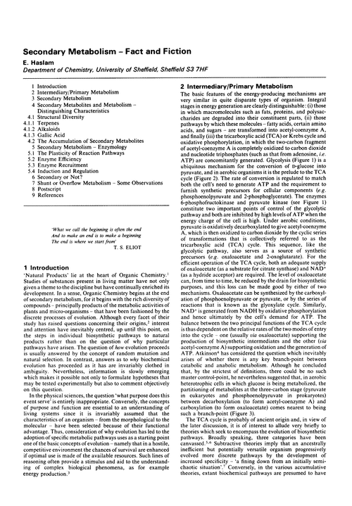 Secondary metabolism – fact and fiction