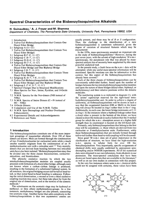 Spectral characteristics of the bisbenzylisoquinoline alkaloids