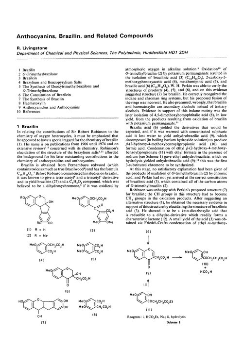 Anthocyanins, brazilin, and related compounds
