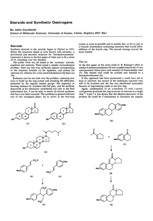 Steroids and synthetic oestrogens