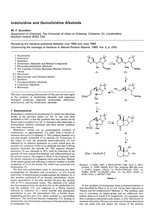 Indolizidine and quinolizidine alkaloids