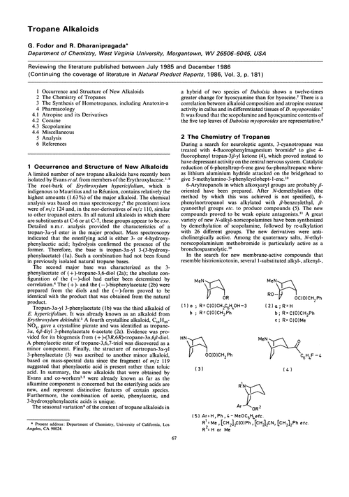 Tropane alkaloids