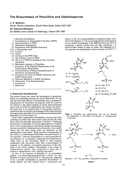 The biosynthesis of penicillins and cephalosporins