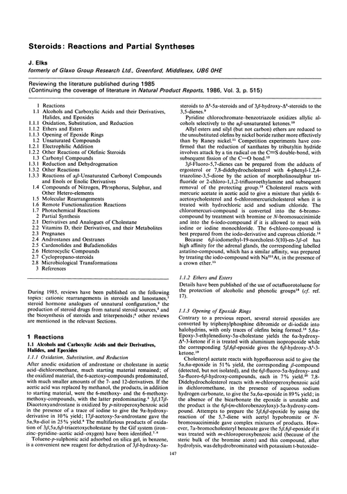 Steroids: reactions and partial syntheses