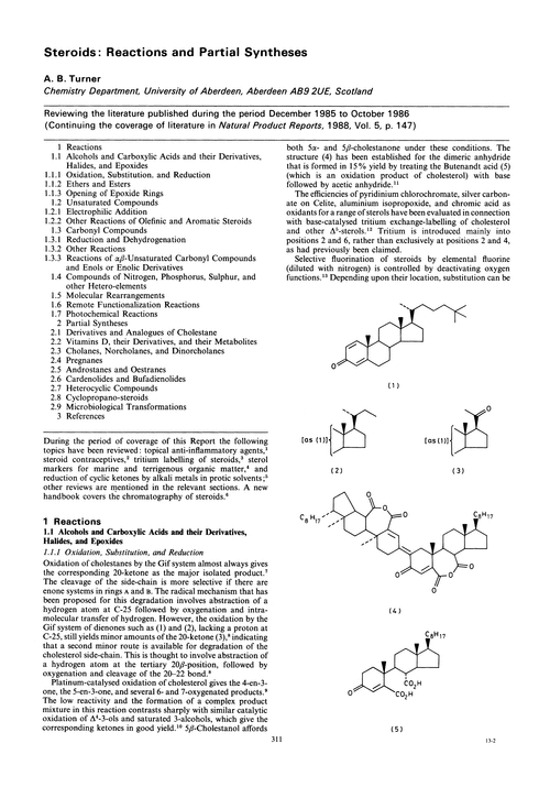 Steroids: reactions and partial syntheses